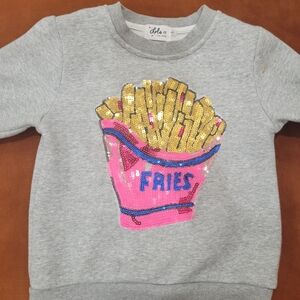Lola + The Boys Gray Sweatshirt with Sequin Fries